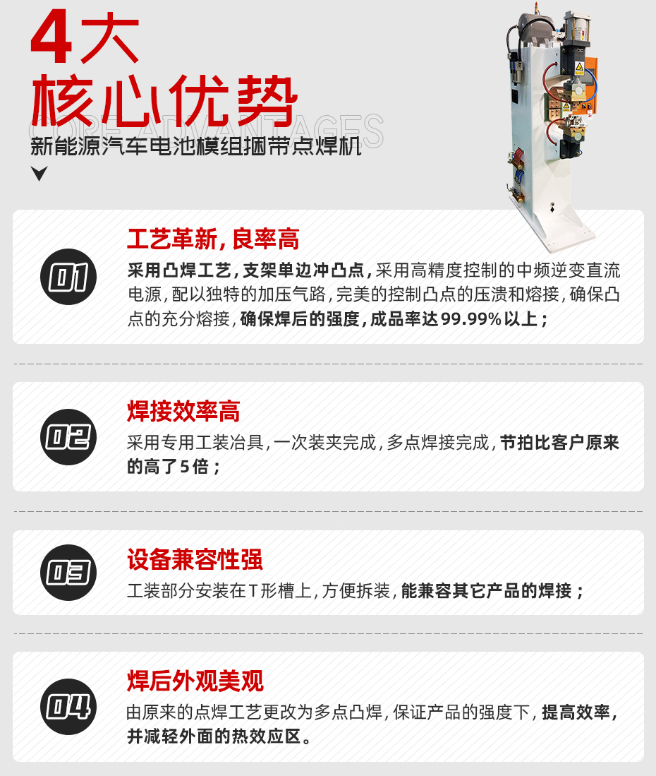 新能源汽車電池模組捆帶點(diǎn)焊機(jī)核心優(yōu)勢(shì)