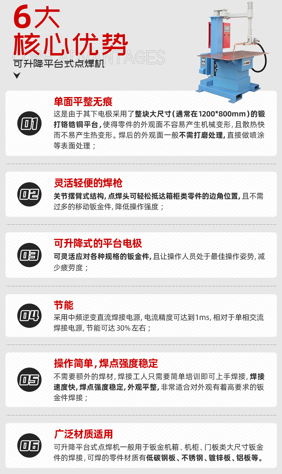 可升降平臺(tái)式點(diǎn)焊機(jī)詳情核心優(yōu)勢