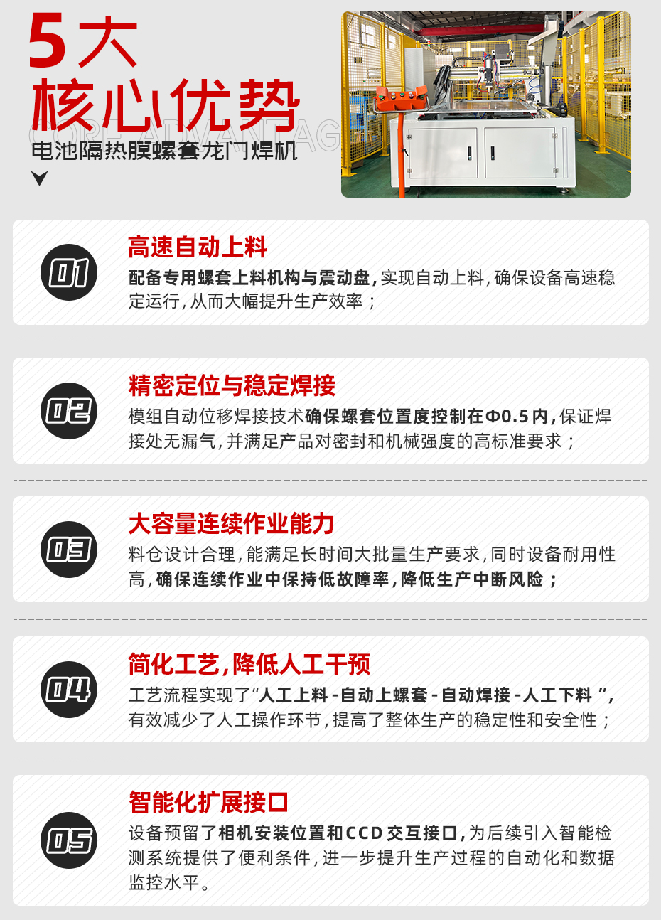 電池隔熱膜螺套龍門焊機(jī)詳情核心優(yōu)勢(shì)